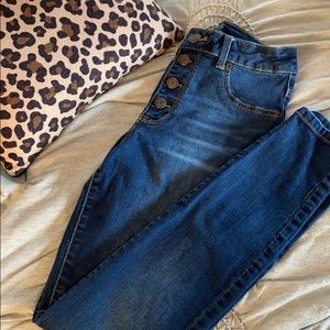 High Rise Button Fly Jeans